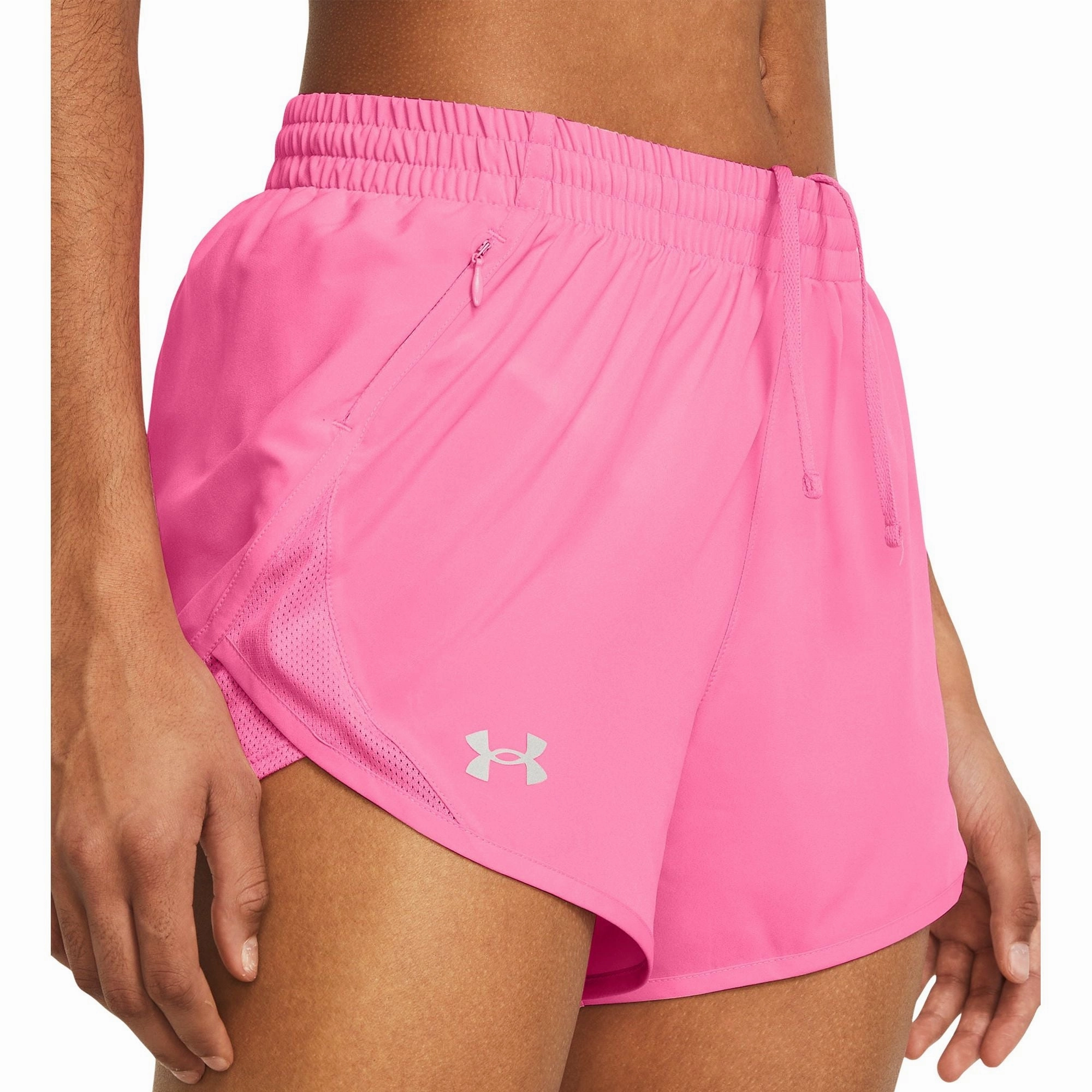 water sports clothing Compact Storage Pocket Under Armour Fly By 3 Inch Womens Running Shorts - Pink