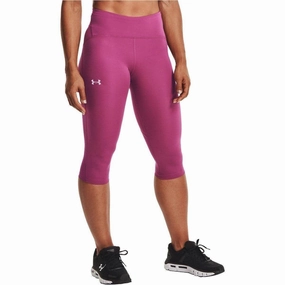 Under Armour Fly Fast Speed 3/4 Capri Womens Running Tights - Pink Belted