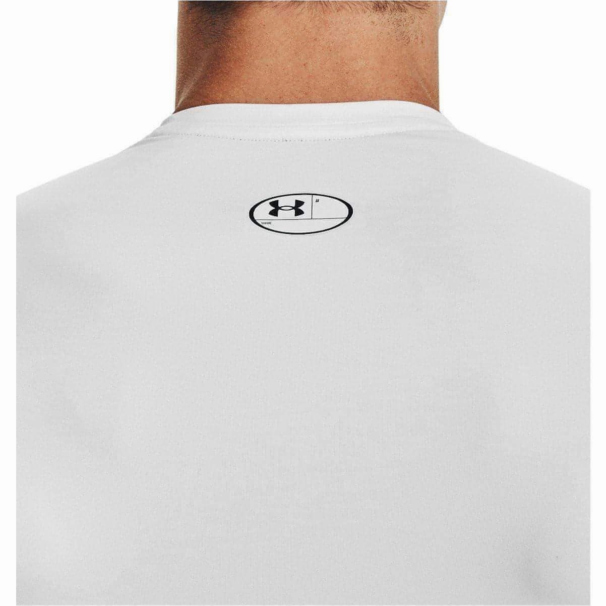 Under Armour HeatGear Armour Short Sleeve Mens Compression Top - White loose but not baggy Raw Hem Finish