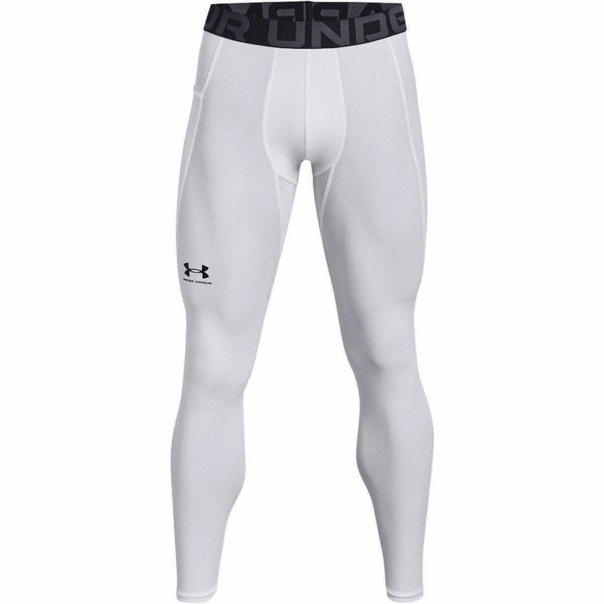 kids Striped-style Under Armour HeatGear Compression Mens Long Running Tights - White