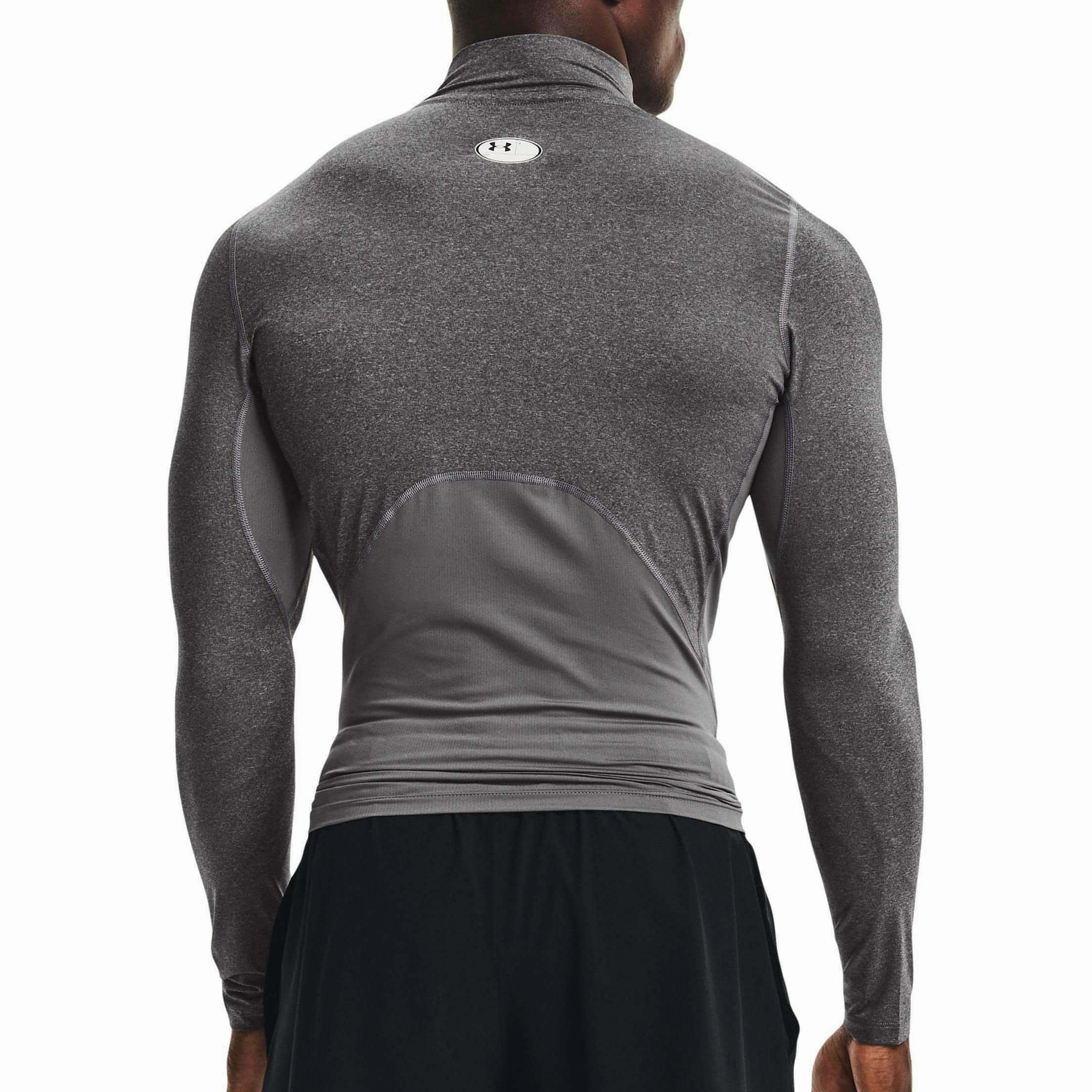Under Armour HeatGear Mock Long Sleeve Mens Training Top - Grey AntibacterialFinish Polish Core