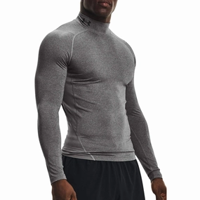 ElasticWaistband Under Armour HeatGear Mock Long Sleeve Mens Training Top - Grey