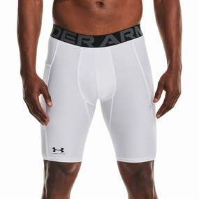 Under Armour HeatGear Pocket Long Mens Short Compression Tights - White Motion Core