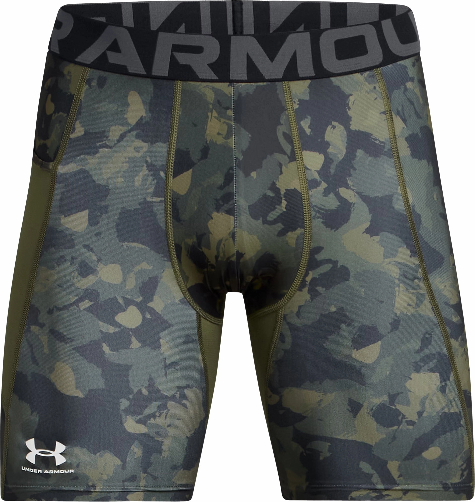 Convertible Style Under Armour HeatGear Printed Mens Compression Short Tights - Green