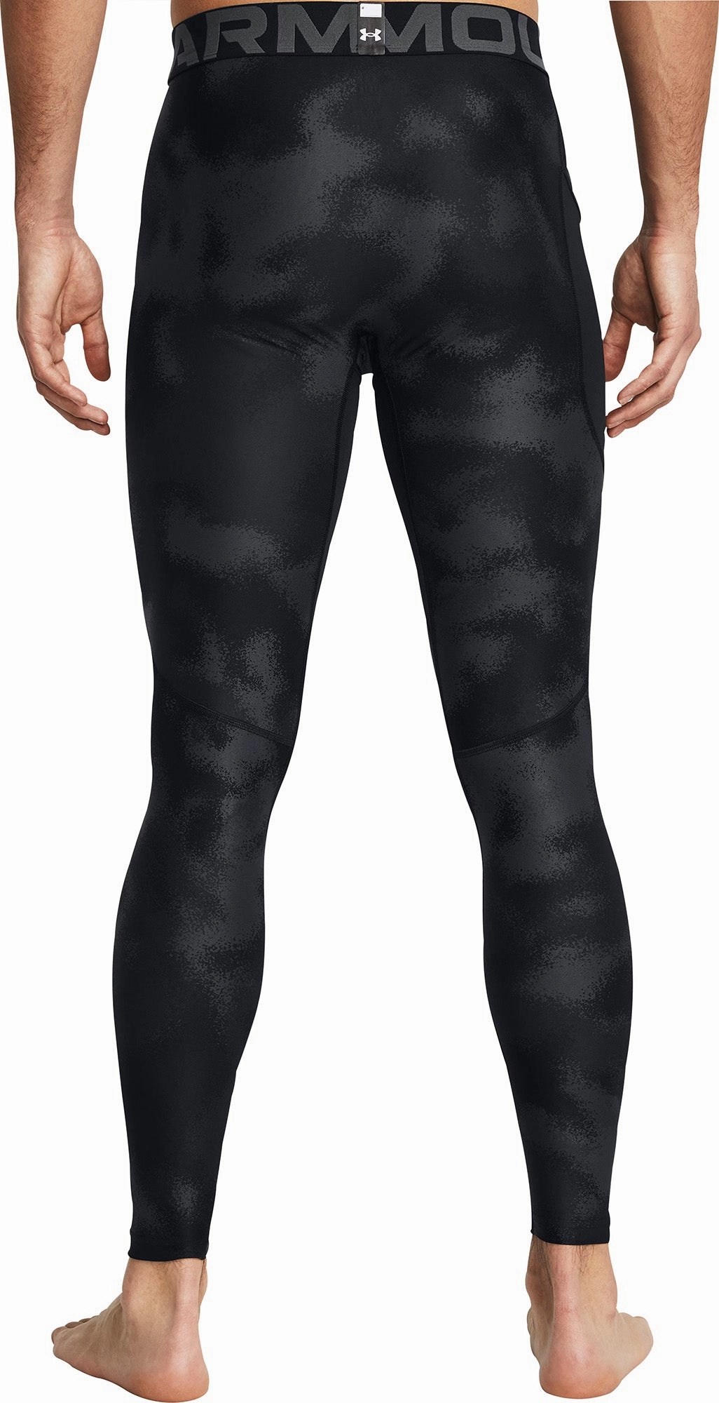 SoftenedEdges CompactPackableDesign Under Armour HeatGear Printed Mens Long Training Tights - Black