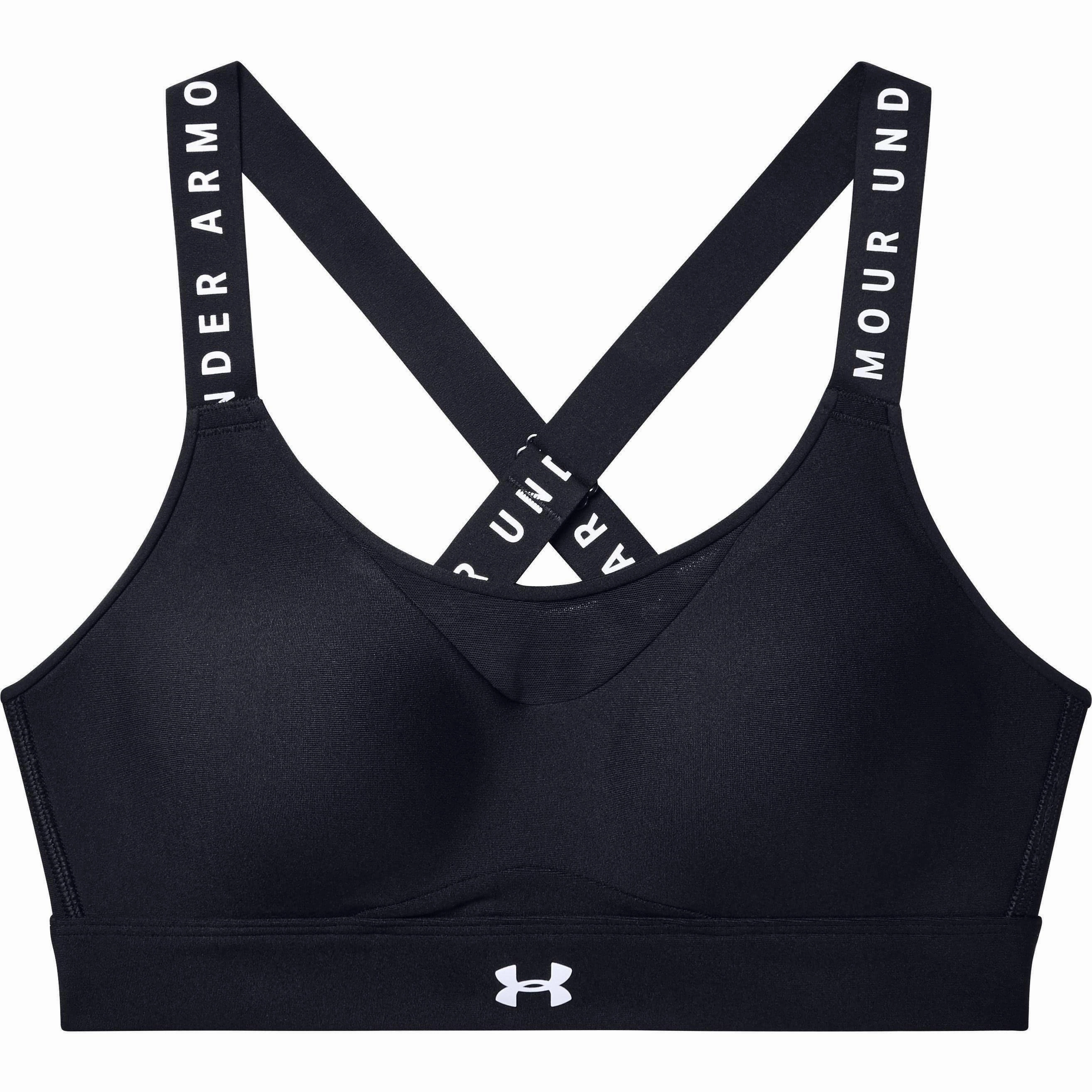 Under Armour Infinity High Womens Sports Bra - Black Reflective Safety Details Comfortable Layers