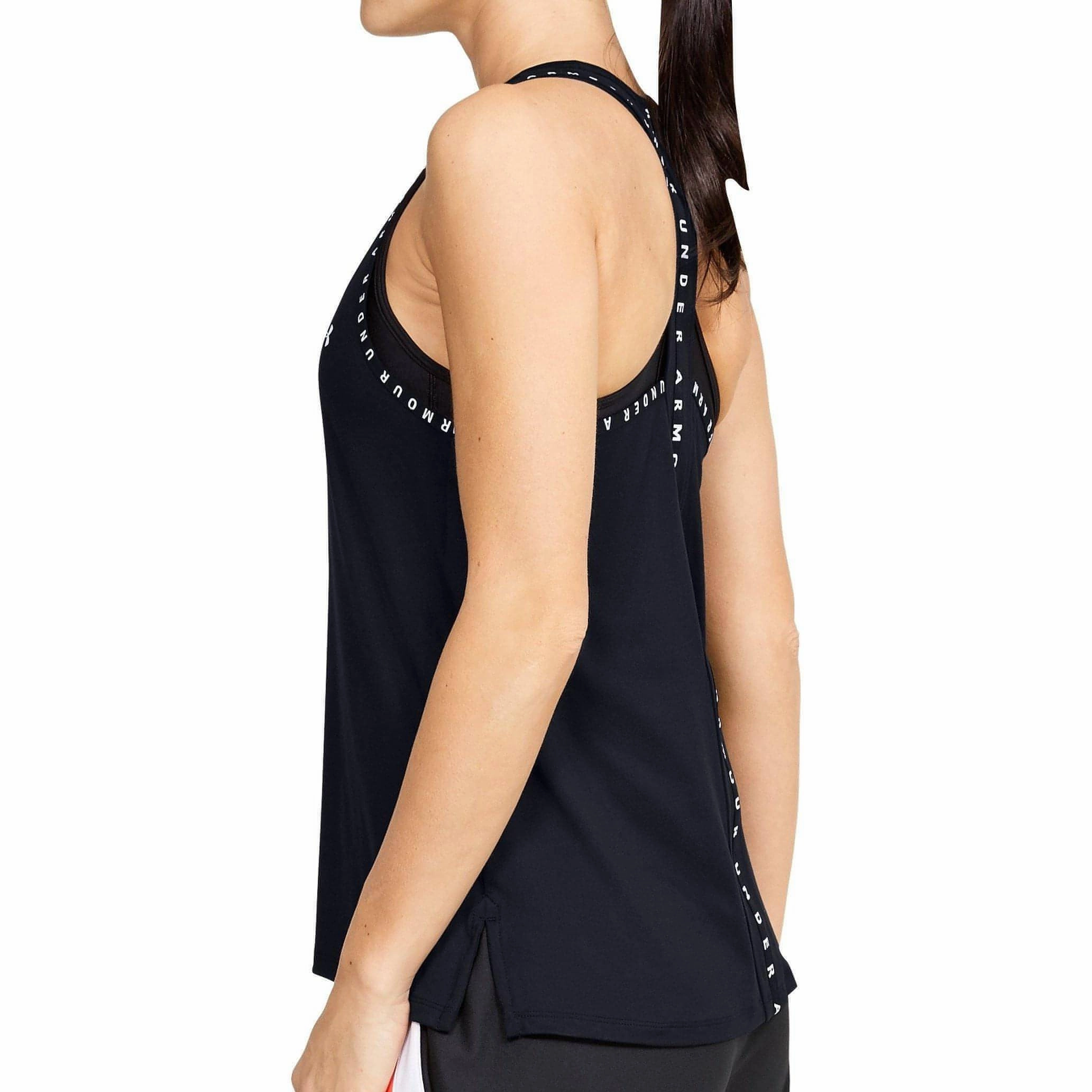 Under Armour Knockout Womens Running Vest Tank Top - Black regular size Yoke Back