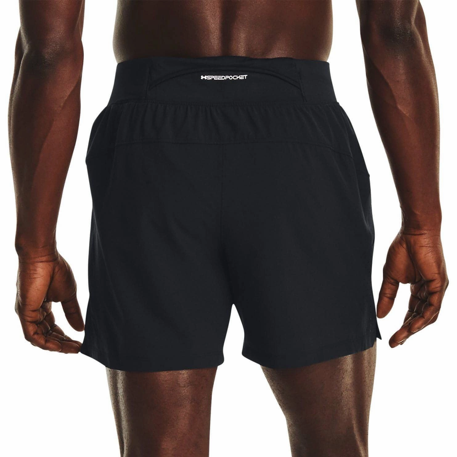 moisture - wicking Recycled Polyester Blend Under Armour Launch Elite 5 Inch Mens Running Shorts - Black