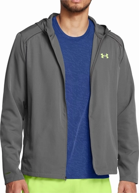 Under Armour Launch Hooded Mens Running Jacket - Grey Circulate Sporty Shield