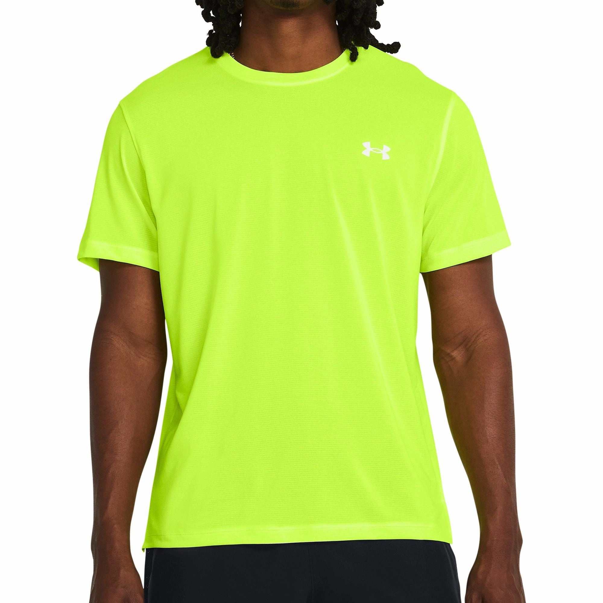Under Armour Launch Short Sleeve Mens Running Top - Yellow Cool and Chic