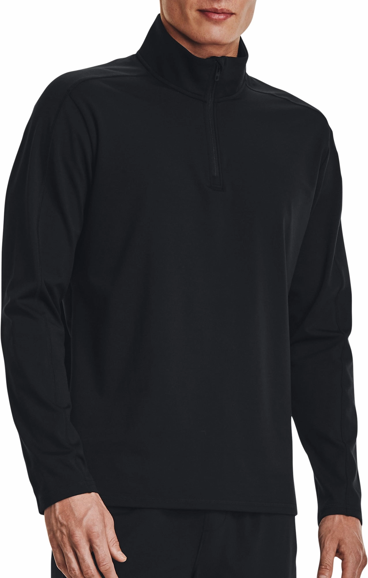 Fine Weave Under Armour Meridian Half Zip Long Sleeve Mens Training Top - Black