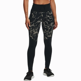 Under Armour OutRun The Cold Womens Long Running Tights - Black Rubberized Cuffs QuickAccess Pocket