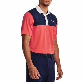 Summer Smart Under Armour Performance 3.0 Colourblock Polo - Venom Red/Midnight Navy/White