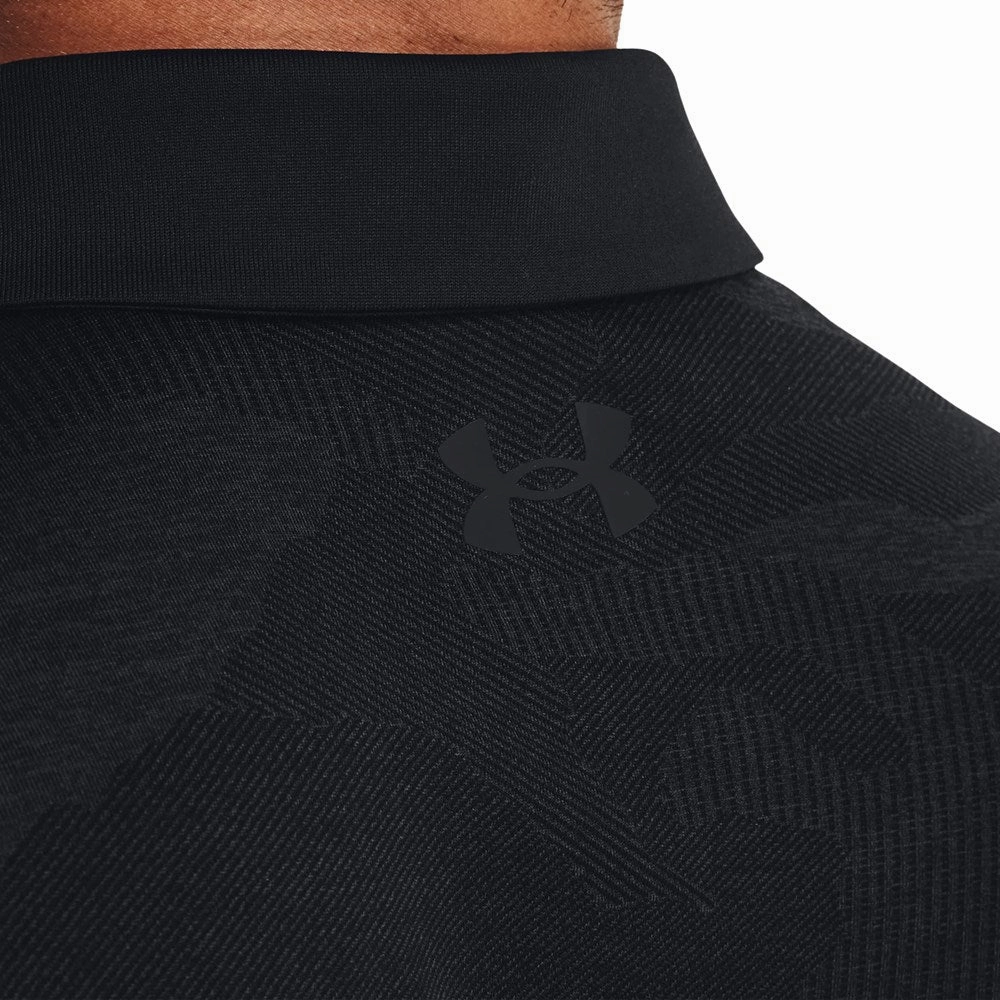 Bound Seam Finish Under Armour Playoff 2.0 Jacquard Golf Polo Shirt - Black