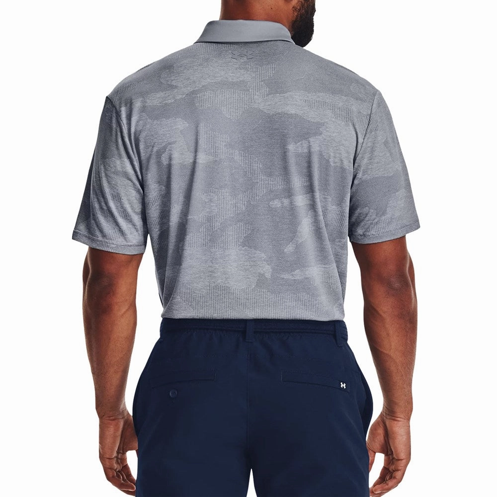 Under Armour Playoff 2.0 Jacquard Golf Polo Shirt - Steel/White Modern Cut