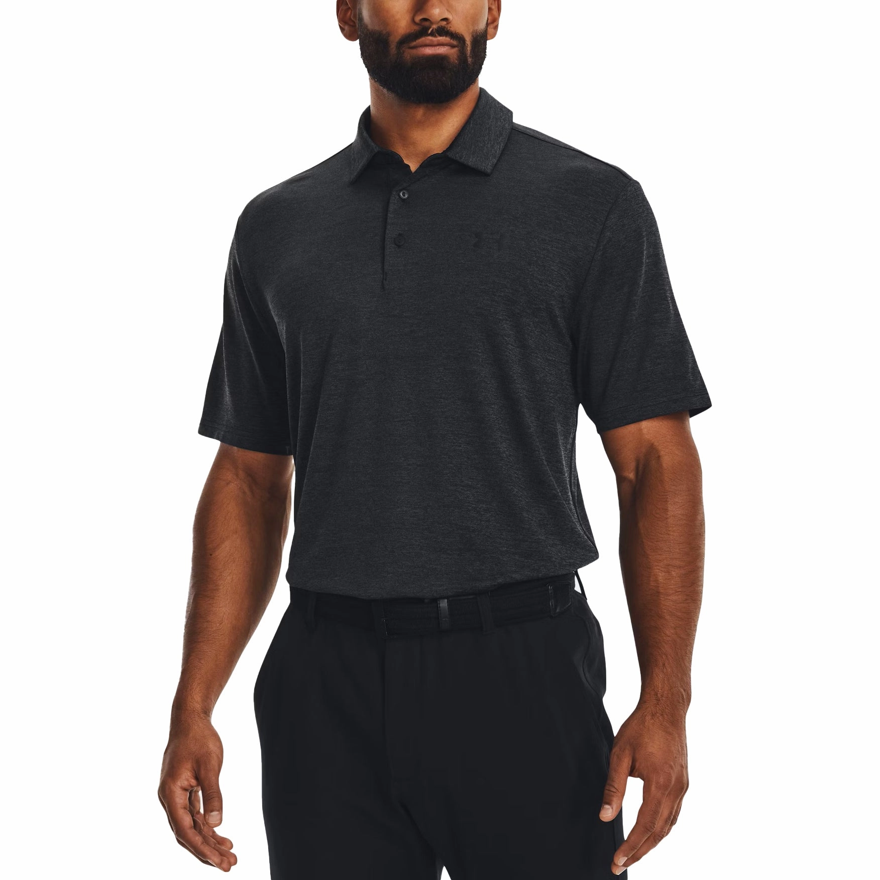 Under Armour Playoff 3.0 Golf Shirt - Black/ Jet Grey Classic Comfort Optimal Airflow Texture
