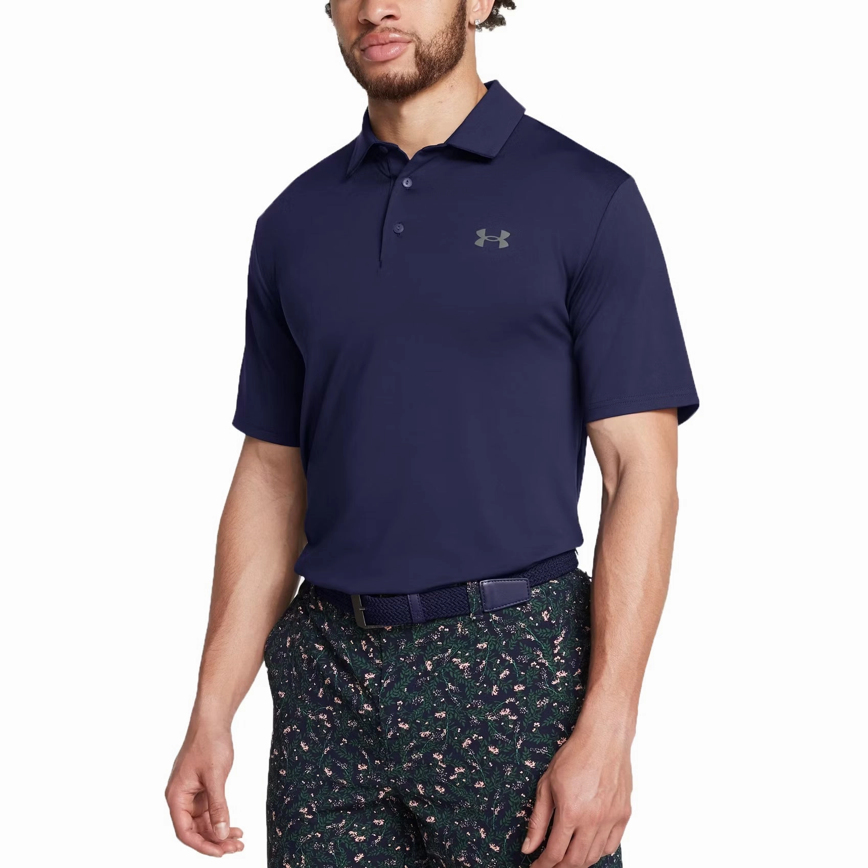 Yarn Dyed Collar Under Armour Playoff 3.0 Polo Golf Shirt - Midnight Navy/Castlerock