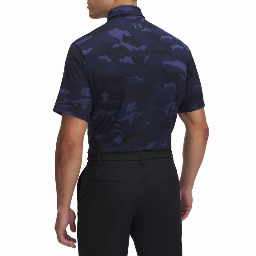Under Armour Playoff 3.0 Printed Polo Golf Shirt - Midnight Navy/Downpour Grey Lightweight Knit Material