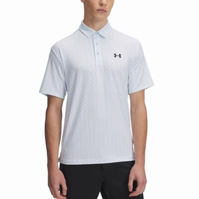 Under Armour Playoff 3.0 Printed Polo Golf Shirt - Stream/White ButtonDown Collar