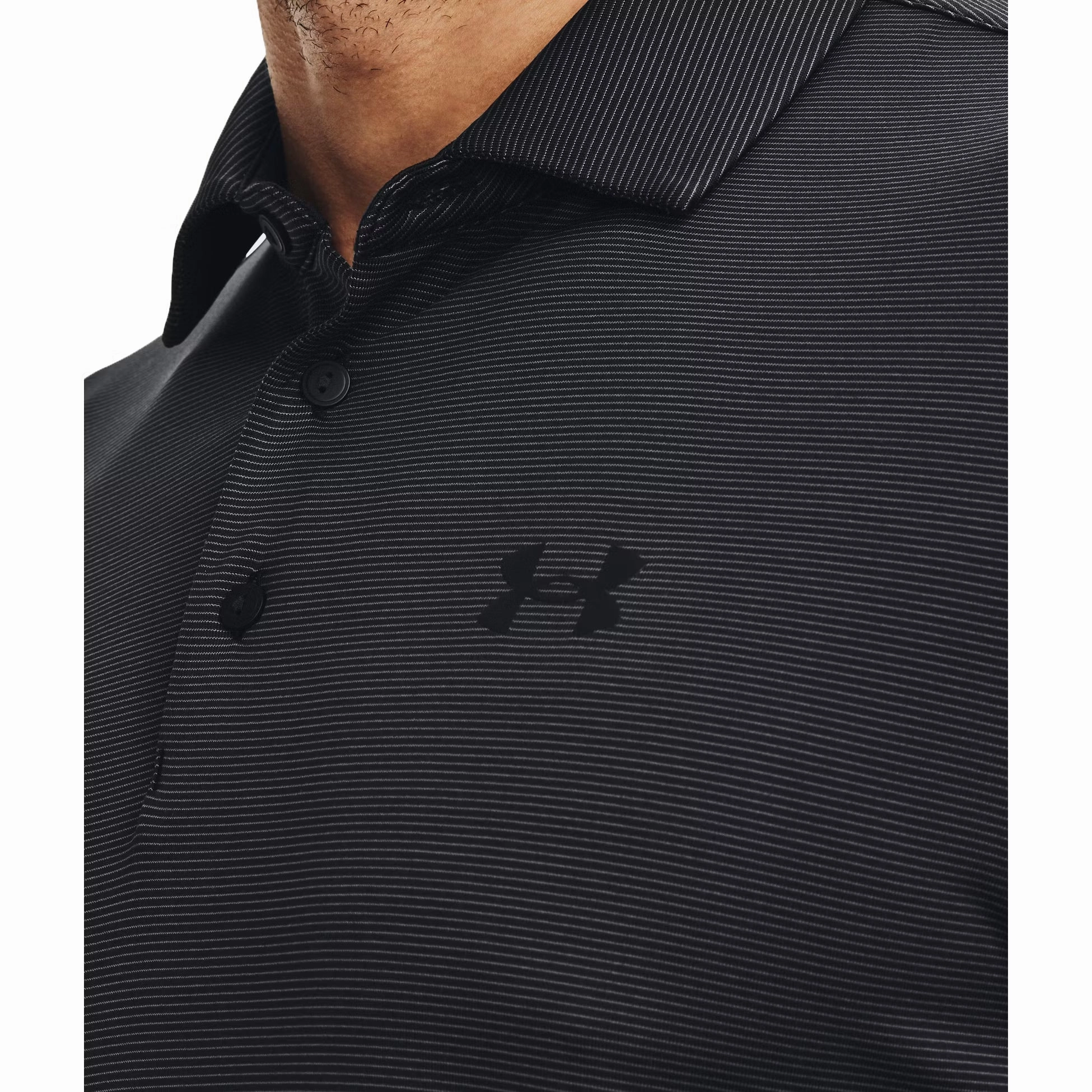 SweatResistant Inner Layer Under Armour Playoff 3.0 Stripe Polo Golf Shirt - Black/Pitch Grey