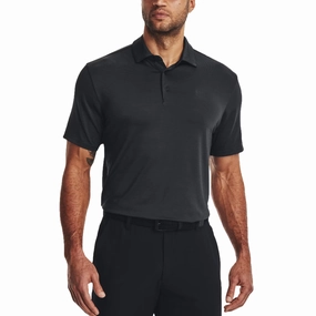 Urban Chic Streetwear Edge Under Armour Playoff 3.0 Stripe Polo Golf Shirt - Black/Pitch Grey