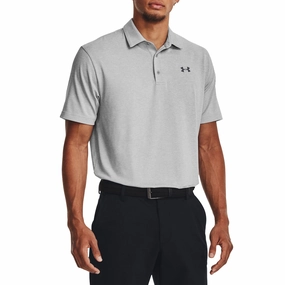 Breathable Jersey Under Armour Playoff Heather Golf Polo Shirt - Mod Grey/Pitch Grey