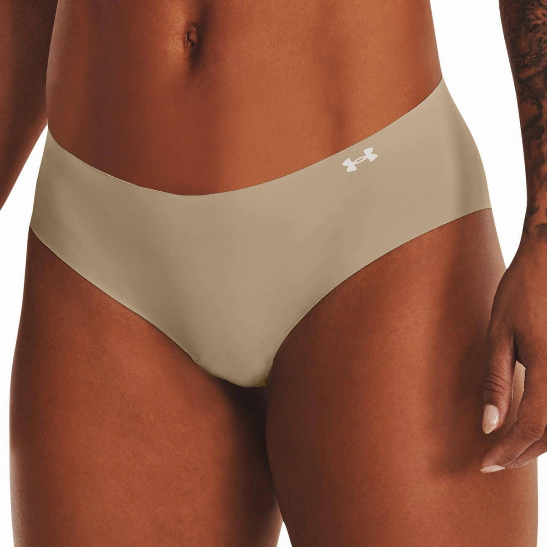 Under Armour Pure Stretch (3 Pack) Womens Hipster Brief - Beige Lightweight Weave