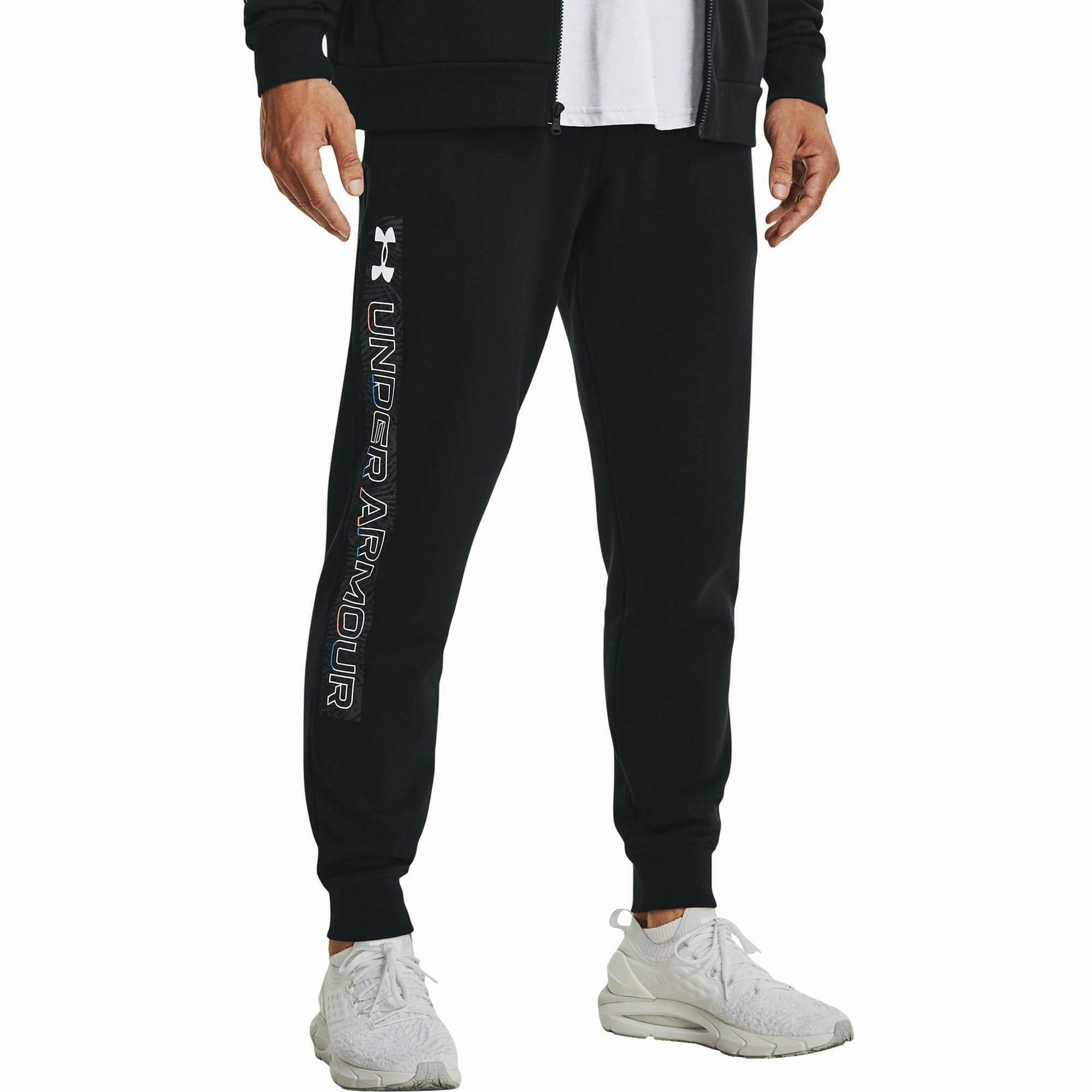 Under Armour Rival Fleece Graphic Mens Training Joggers - Black Functional Fit FormFitting Cut