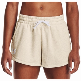 SweatWickingLining Model Glow Under Armour Rival Fleece Womens Training Shorts - Beige