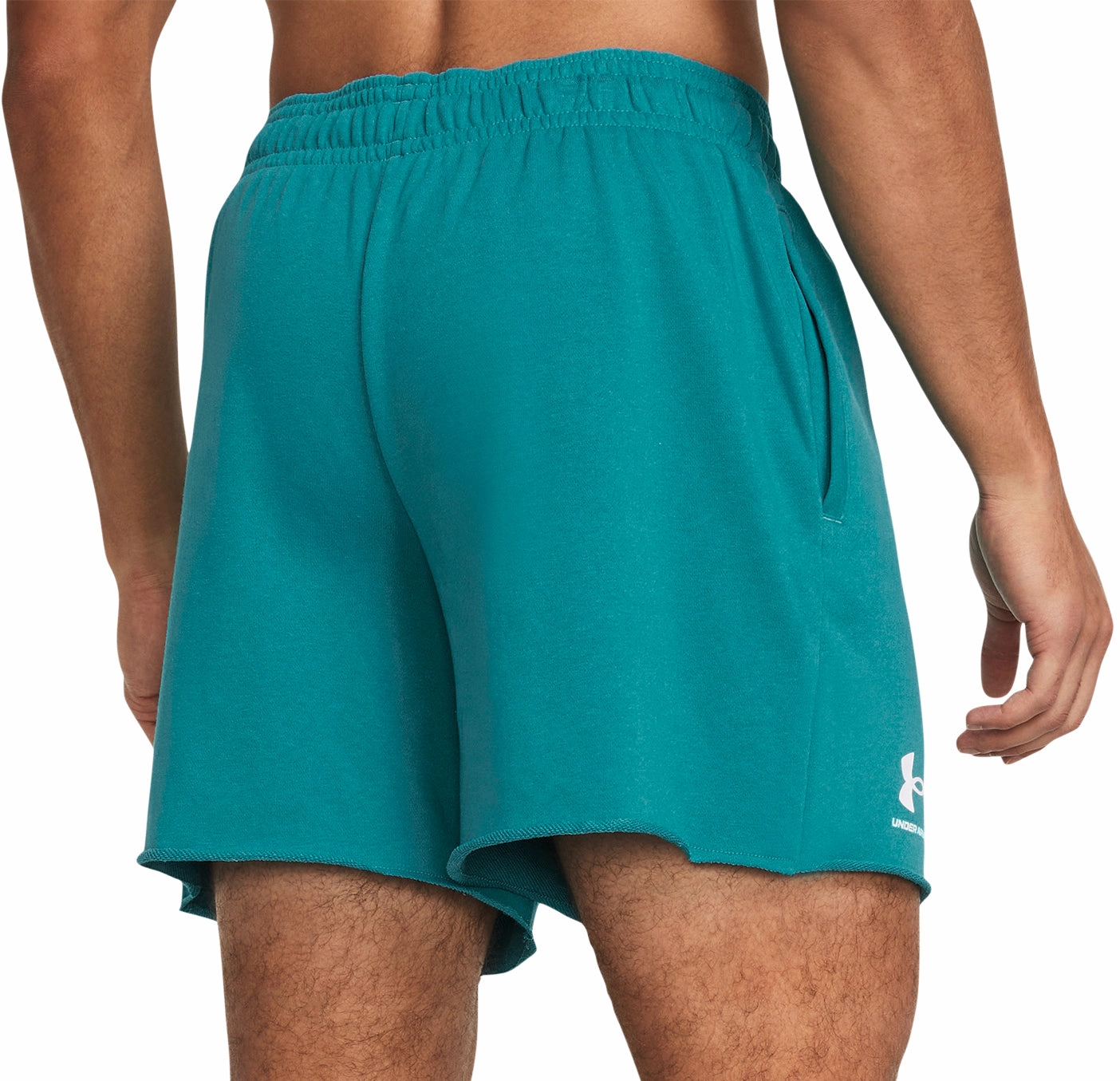 Under Armour Rival Terry 6 Inch Mens Training Shorts - Green DoubleStitchedEdges High End