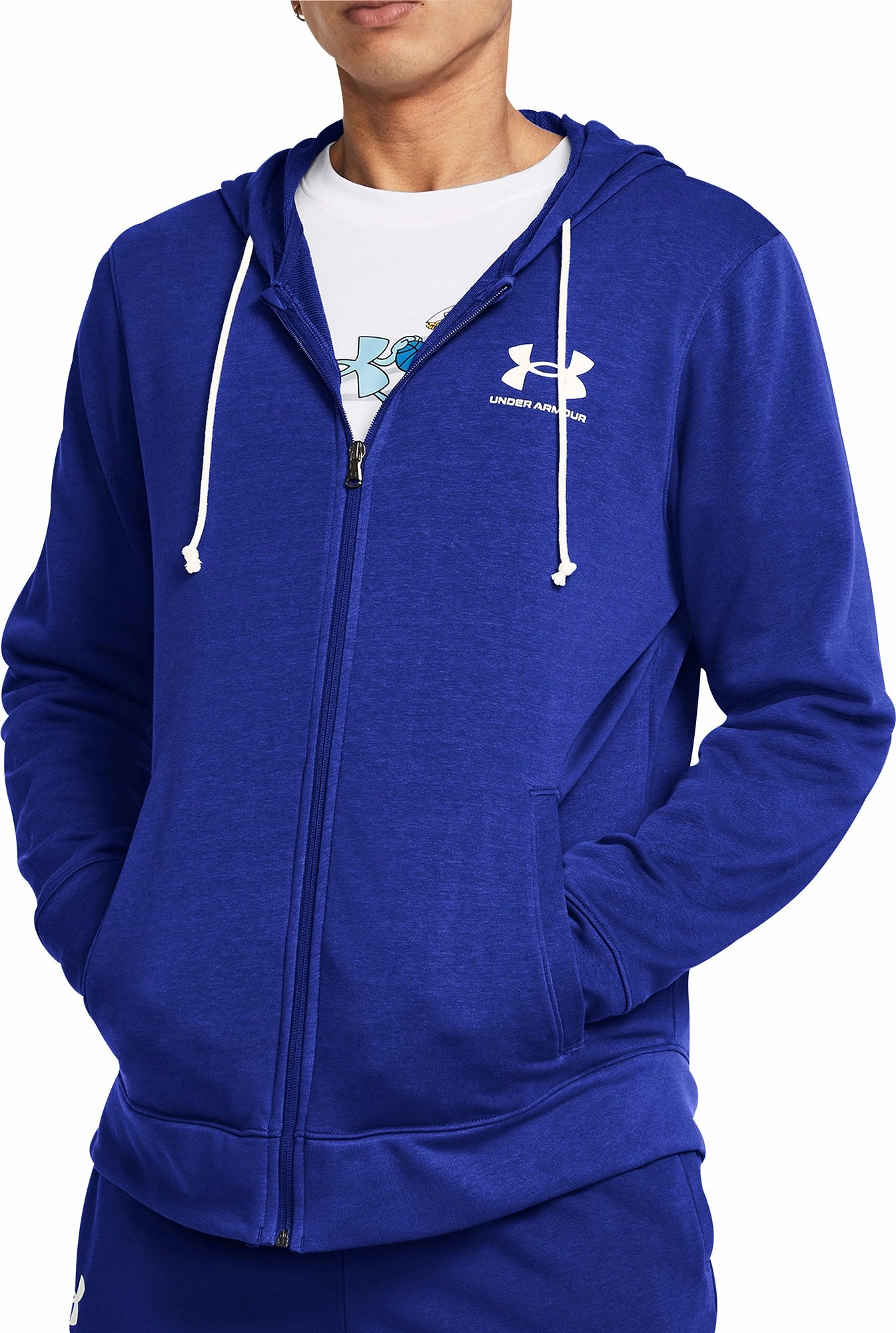 Under Armour Rival Terry Full Zip Mens Training Hoody - Blue Lean Glow