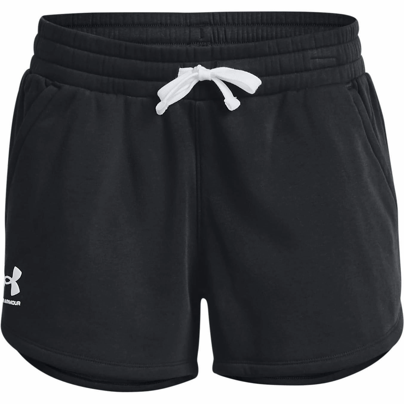 Under Armour Rival Womens Fleece Shorts - Black AntiPilling Fabric Design Glow