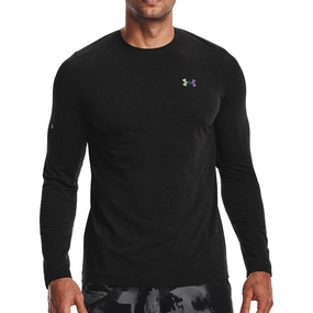 Under Armour Rush Seamless Long Sleeve Mens Training Top - Black TemperatureControlTechnology Fantasy Glow