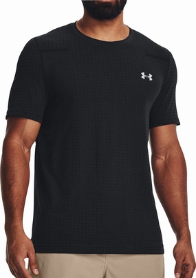 SnagFree Surface LightweightMaterial Under Armour Seamless Grid Short Sleeve Mens Training Top - Black