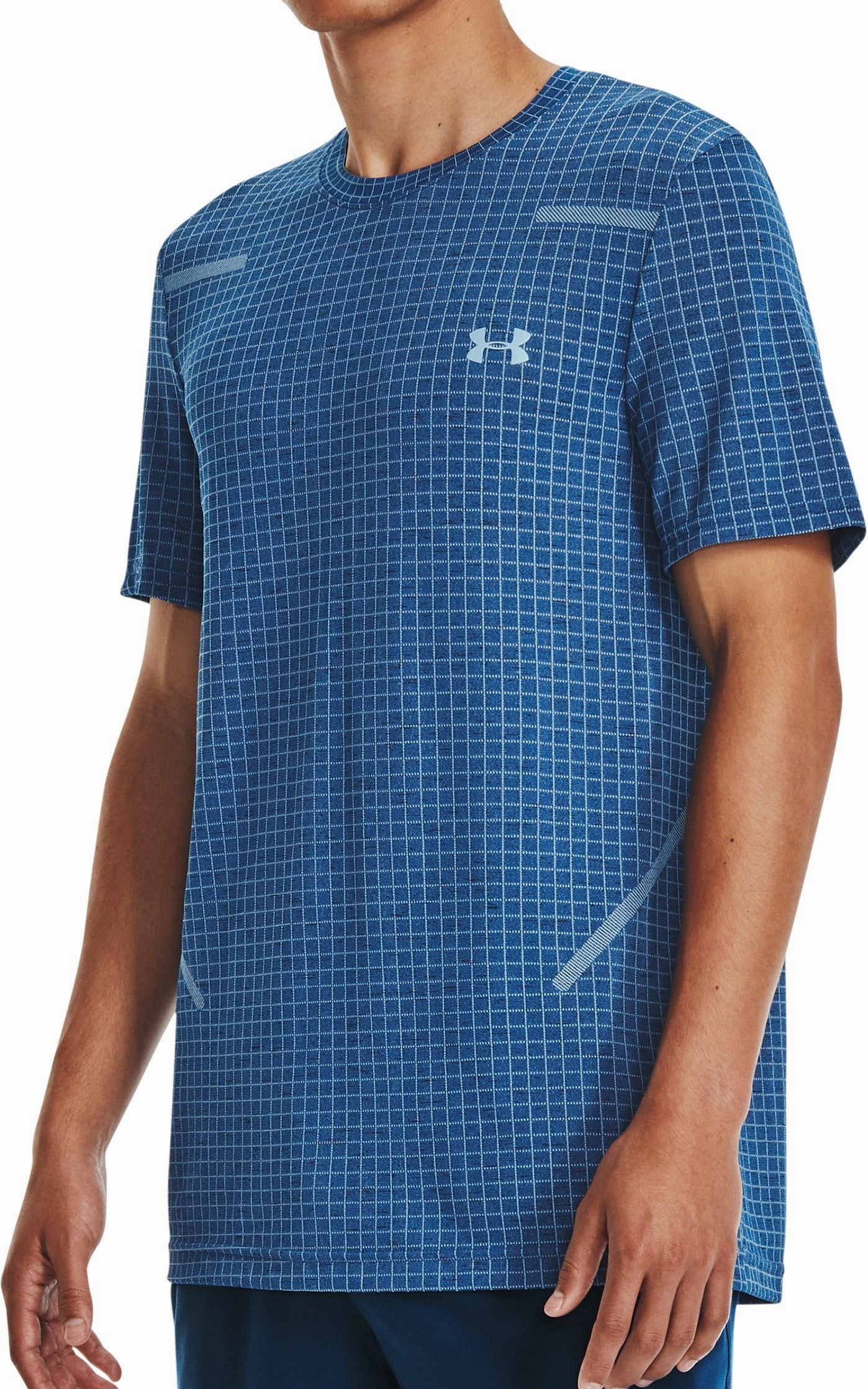 Under Armour Seamless Grid Short Sleeve Mens Training Top - Blue HypoallergenicYarn