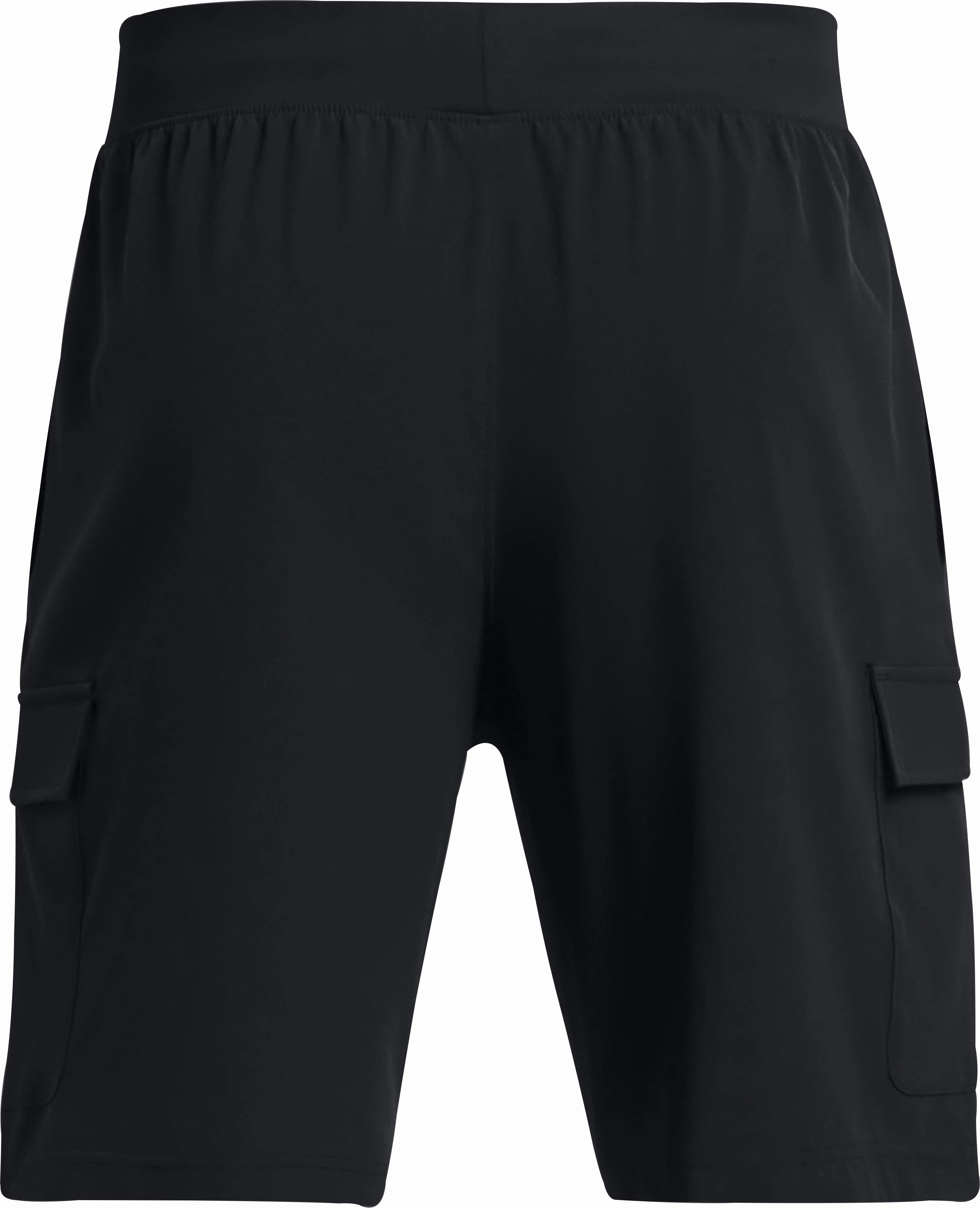 Under Armour Stretch Woven Cargo Mens Training Shorts - Black Colorfast Dye AntiPilling Finish