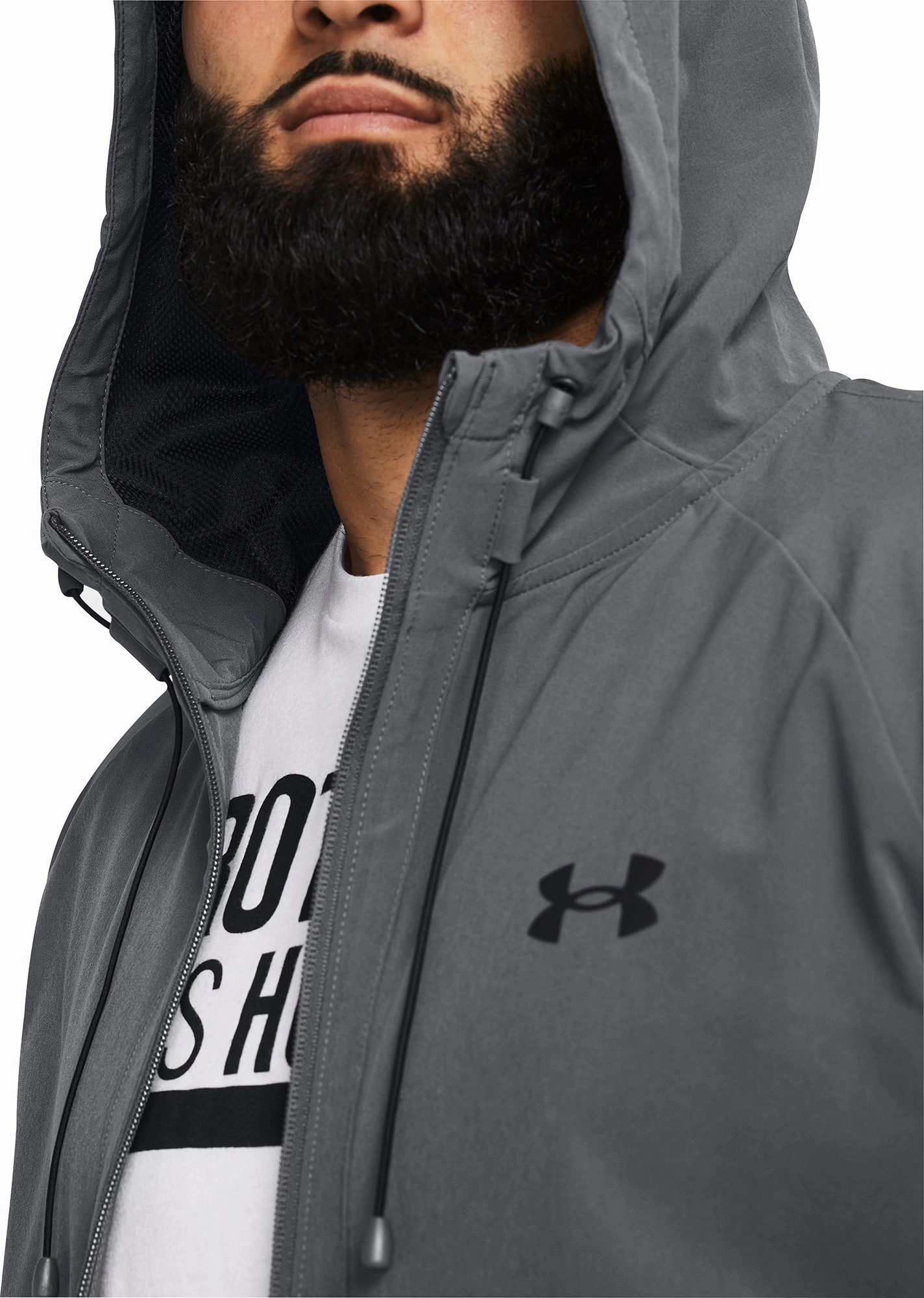 Under Armour Stretch Woven Windbreaker Mens Running Jacket - Grey musicians