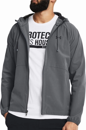 Option Under Armour Stretch Woven Windbreaker Mens Running Jacket - Grey