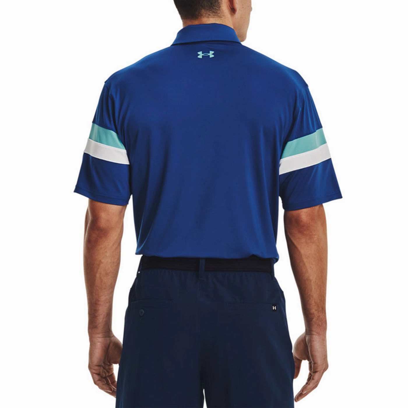 Under Armour T2G Colourblock Golf Polo Shirt - Blue Mirage White/Glacier Blue Polo Collar