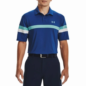 AntiFade Technology MoistureWicking Fabric Under Armour T2G Colourblock Golf Polo Shirt - Blue Mirage White/Glacier Blue