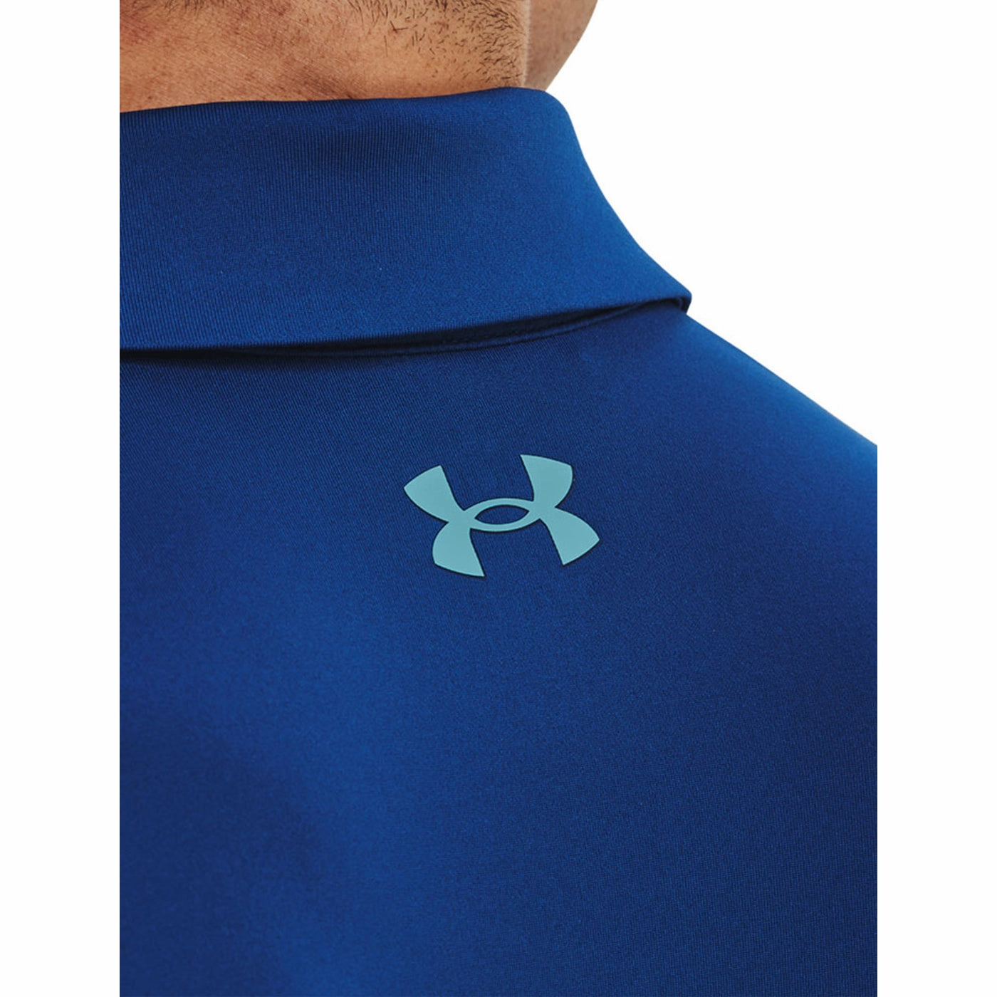 Under Armour T2G Colourblock Golf Polo Shirt - Blue Mirage White/Glacier Blue Holiday Outfit FourButton Placket