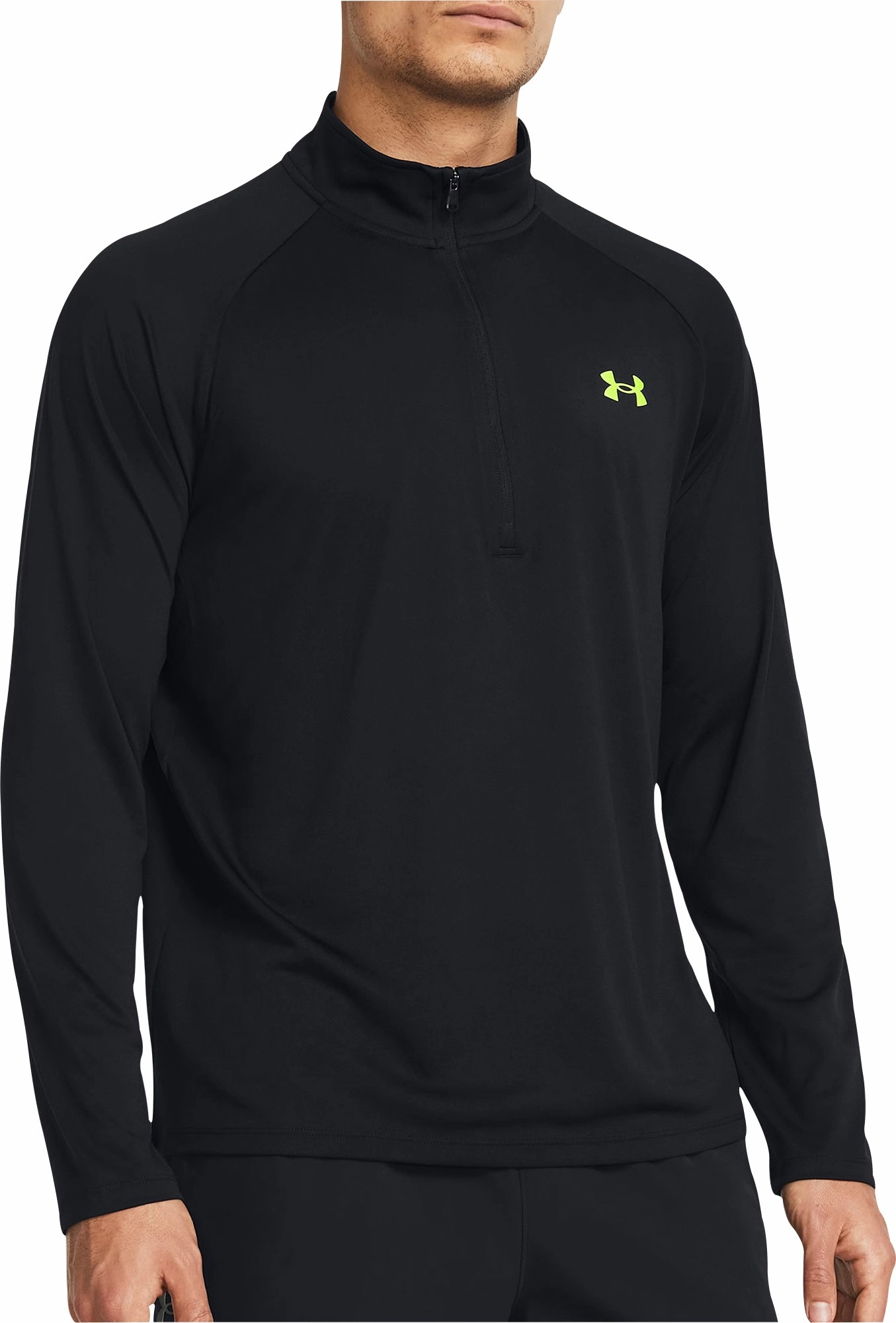 Under Armour Tech Half Zip Long Sleeve Mens Training Top - Black Energy Mood Gym Safe