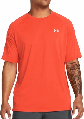 Water Based Ink Under Armour Tech Reflective Short Sleeve Mens Running Top - Orange