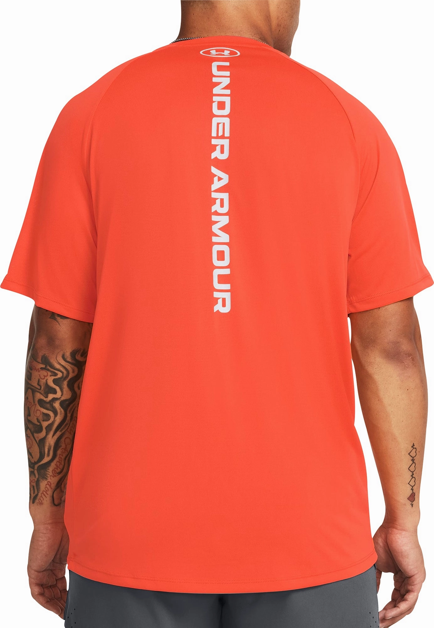 Oeko Tex Certified Under Armour Tech Reflective Short Sleeve Mens Running Top - Orange