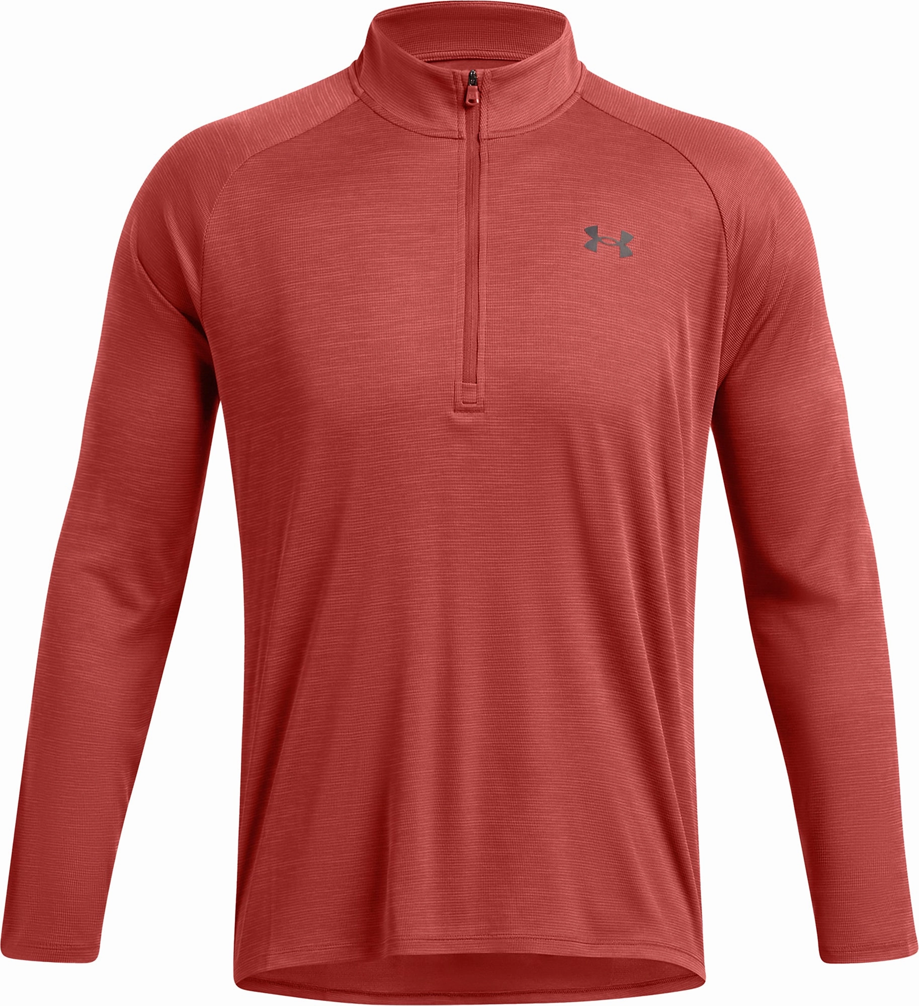 Printed Pattern Humid climate Under Armour Tech Textured Half Zip Long Sleeve Mens Running Top - Orange