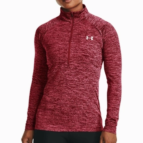Under Armour Tech Twist Half Zip Long Sleeve Womens Training Top - Pink Snow Ready Family Style