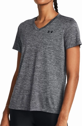 Seamless Design Diamond Soul Under Armour Tech Twist Short Sleeve Womens Training Top - Grey