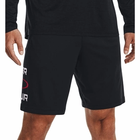 Under Armour Tech Wordmark Graphic Mens Training Shorts - Black Boss Vibe Fall Mood