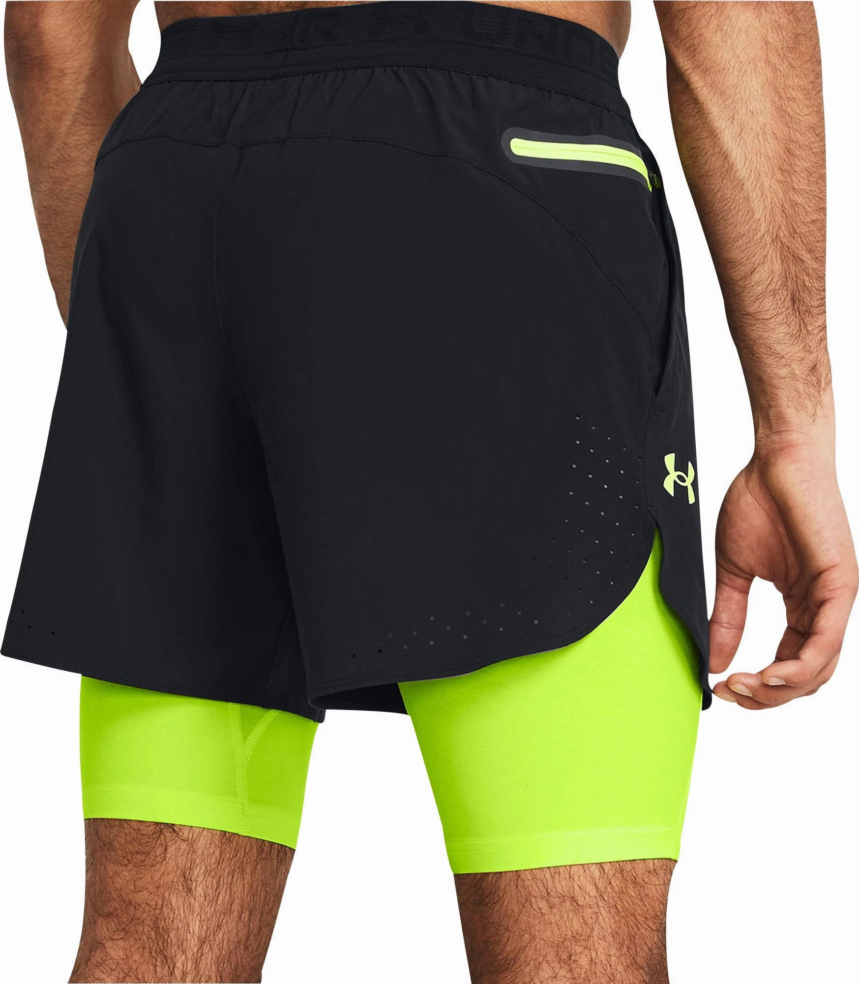 Under Armour Vanish Elite 2 In 1 Mens Running Shorts - Black Seam Free Construction