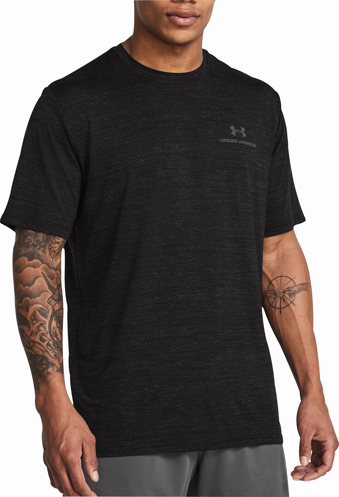 Flexible Fabric Blend Spanish Glow Under Armour Vanish Energy Printed Short Sleeve Mens Training Top - Black